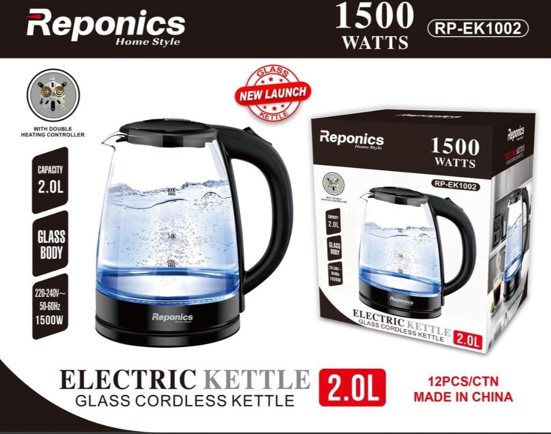 Reponics 1500watts glass electric kettle