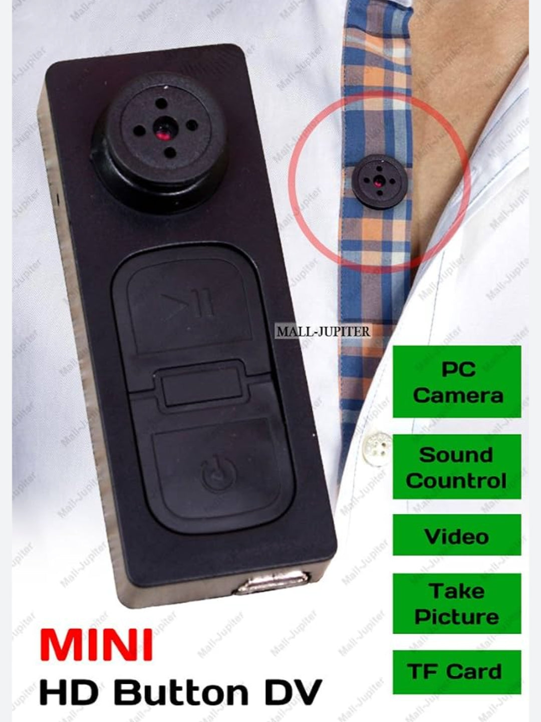 BUTTON SPY CAMERA SD CARD