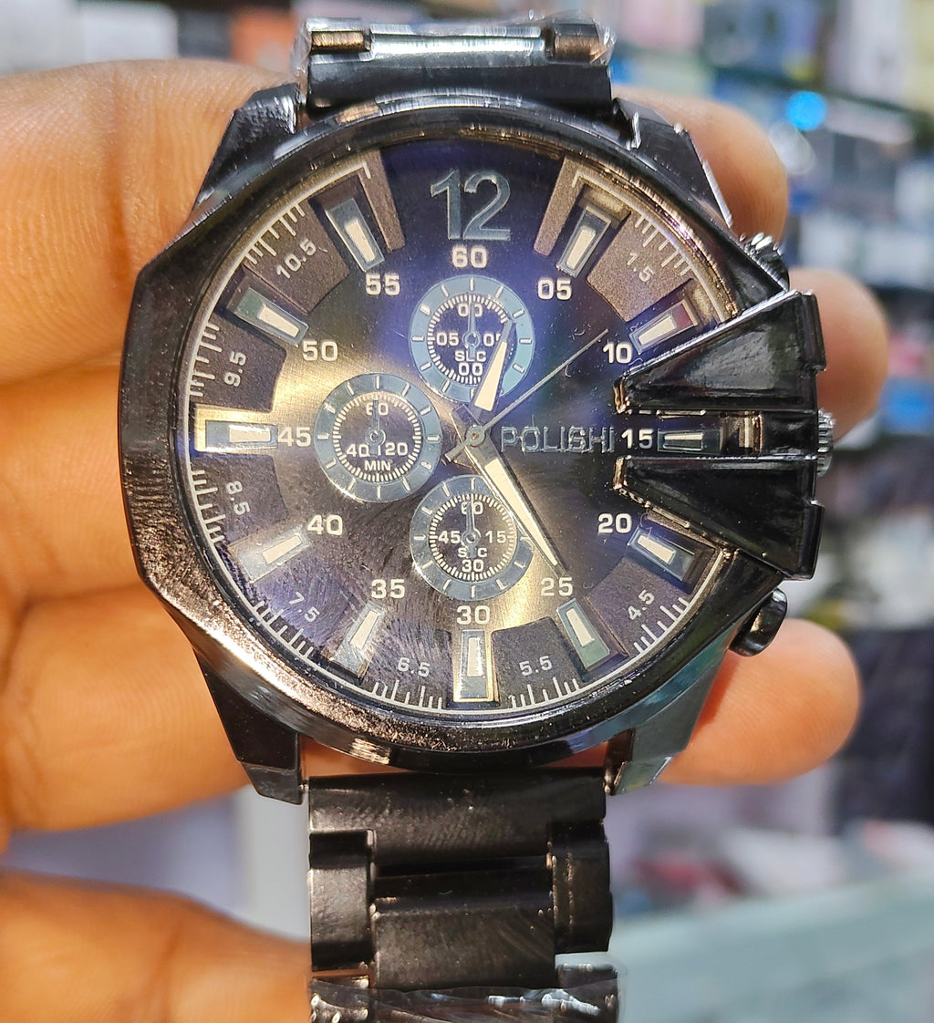 ⌚ POLISH Black Chronograph Watch – Premium Edition 🖤