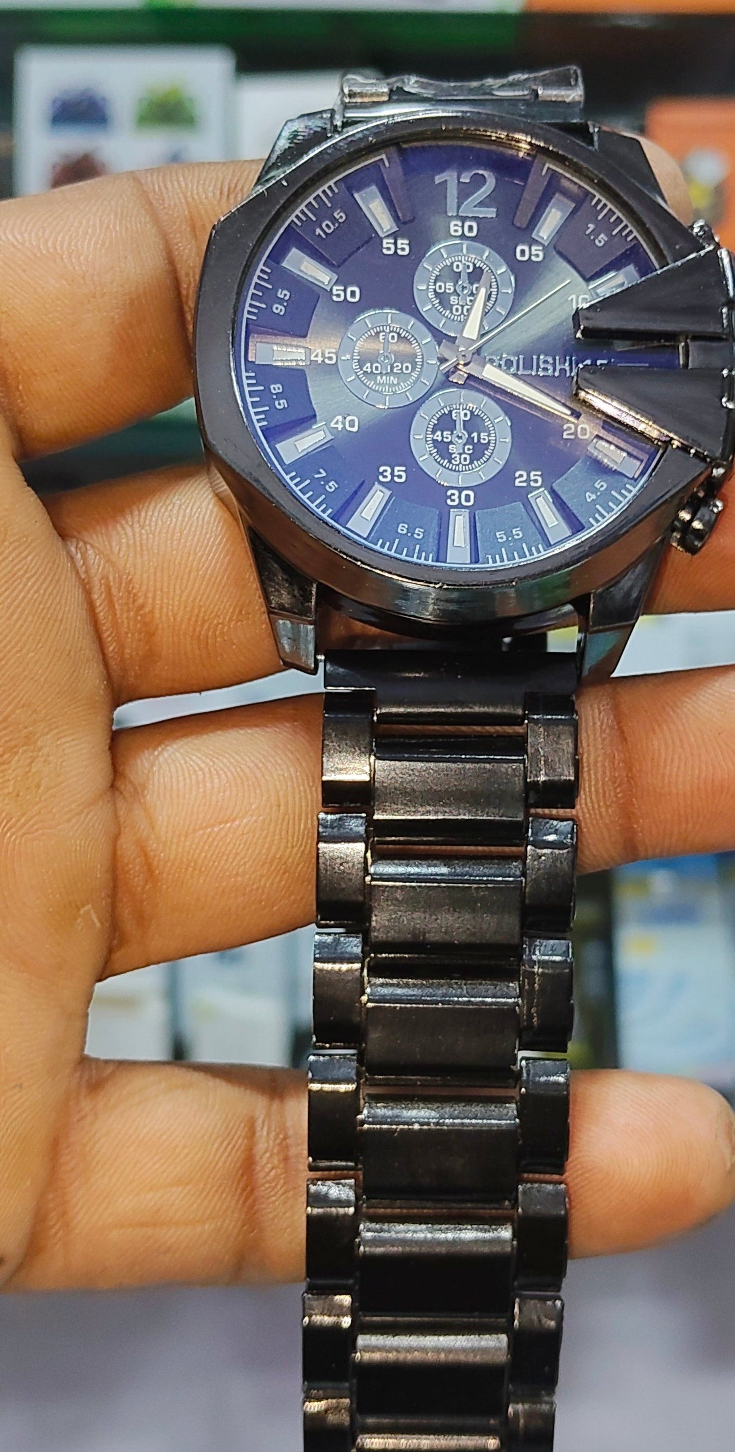 ⌚ POLISH Black Chronograph Watch – Premium Edition 🖤
