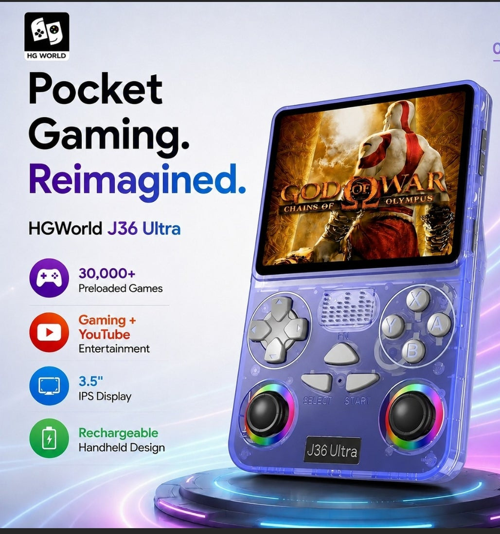 J36 Ultra Handheld Video Game Console 20 Emulators | YouTube|18000+ Games Special