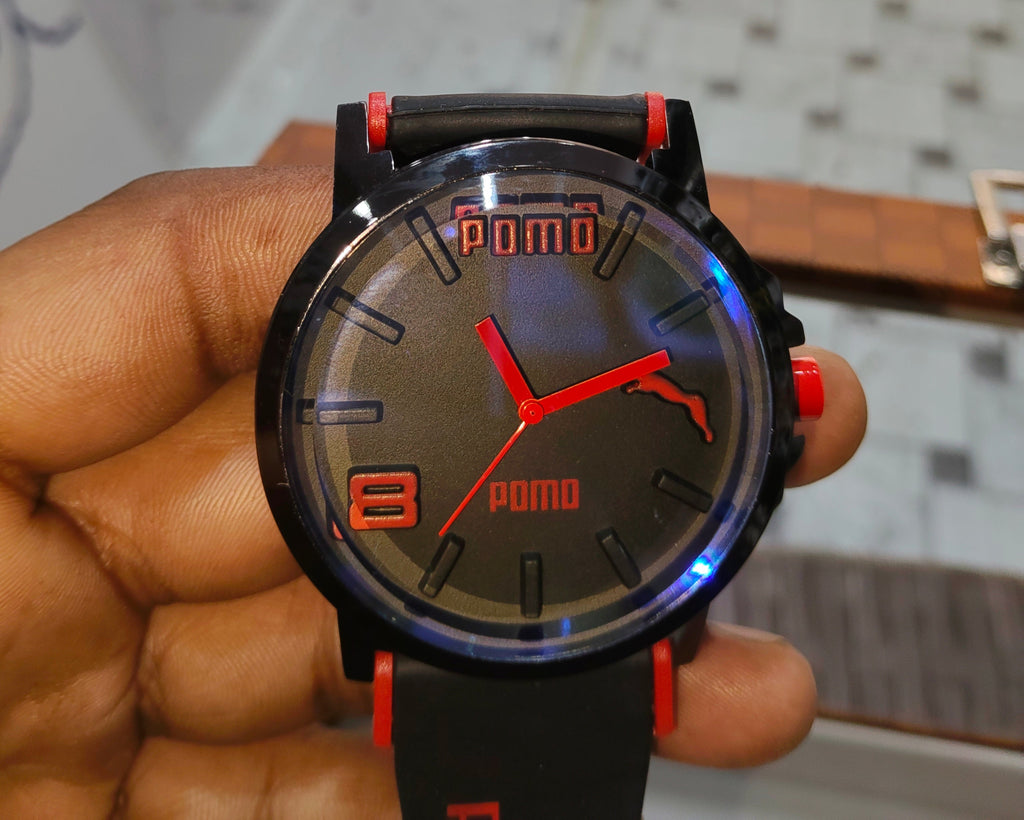 ⌚POMO Black & Red Stylish Analog Watch